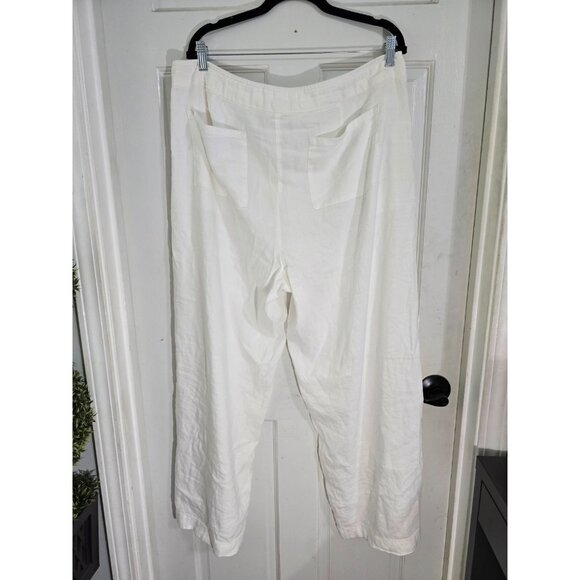 Chicos Womens White Pull On Pants Wide Leg Slash Pockets Linen Blend Size 16R - Picture 3 of 12